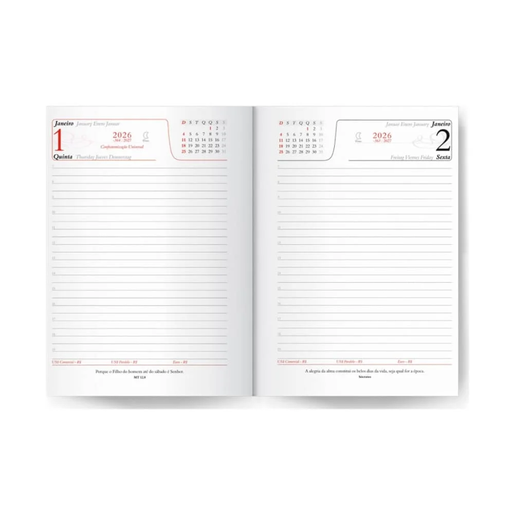 Agenda Diária 2026 Personalizada Lisa