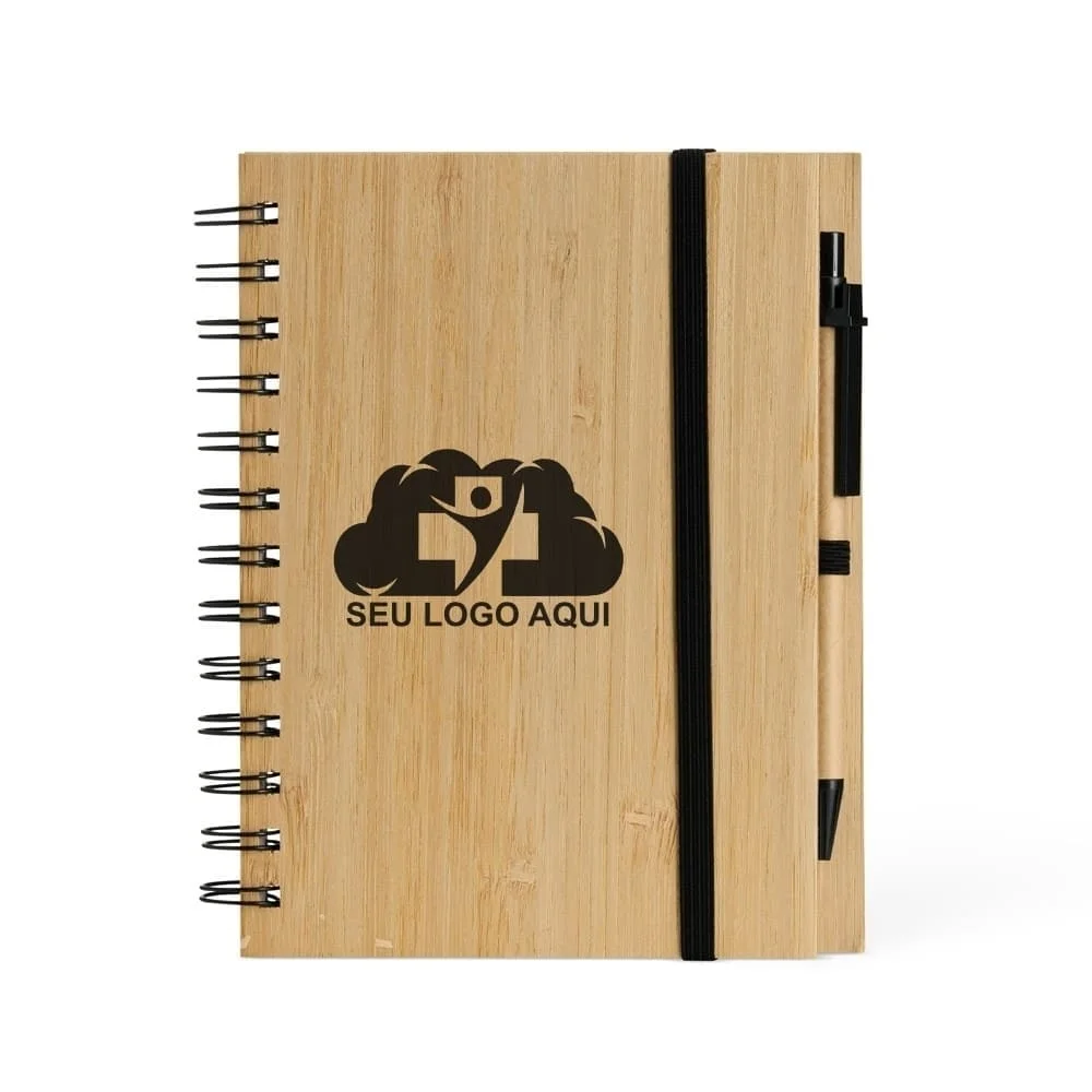 Bloco de Anotações Bambu com Caneta-PX18748
