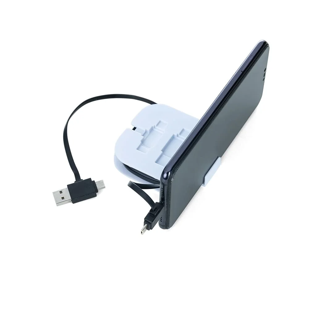 Cabo Retrátil com Suporte Celular