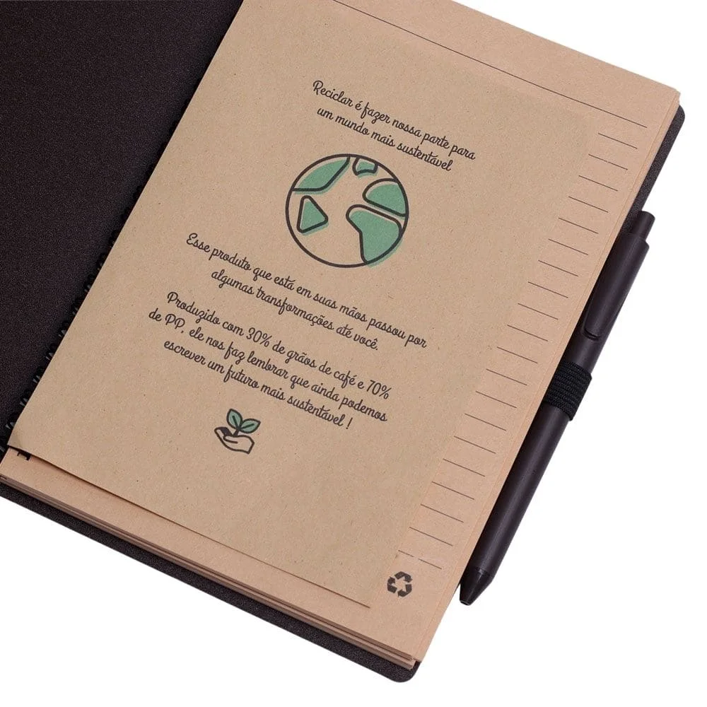 Caderno de Notas com Caneta e Logo Gravada