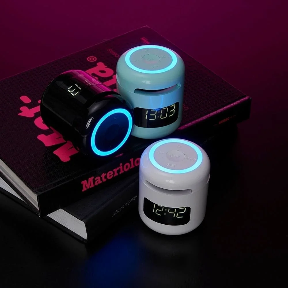 Caixa de Som com Relógio Personalizado