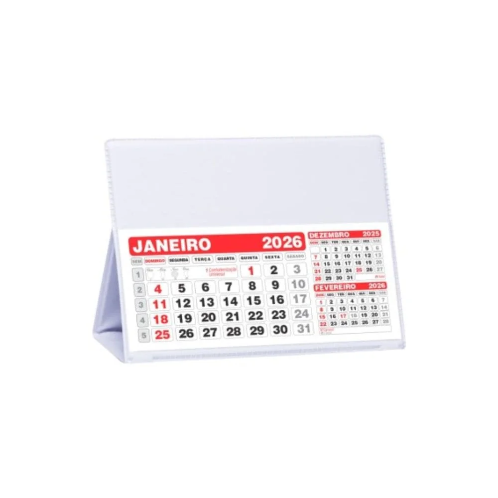 Calendário de Mesa 2026 PVC Pequeno