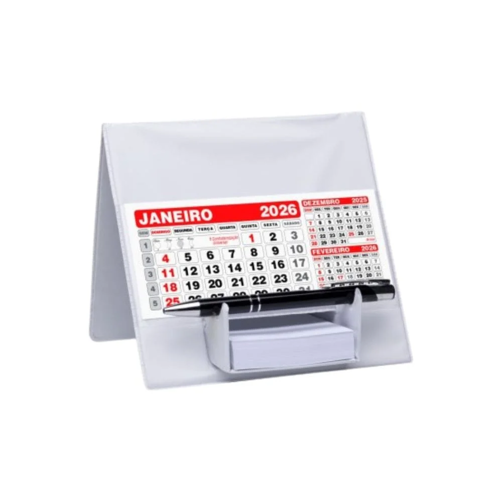Calendário de Mesa com Rascunho e Suporte Caneta