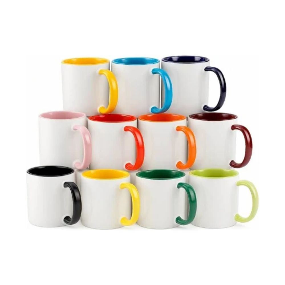 Caneca Cerâmica Alça e Interior Coloridos