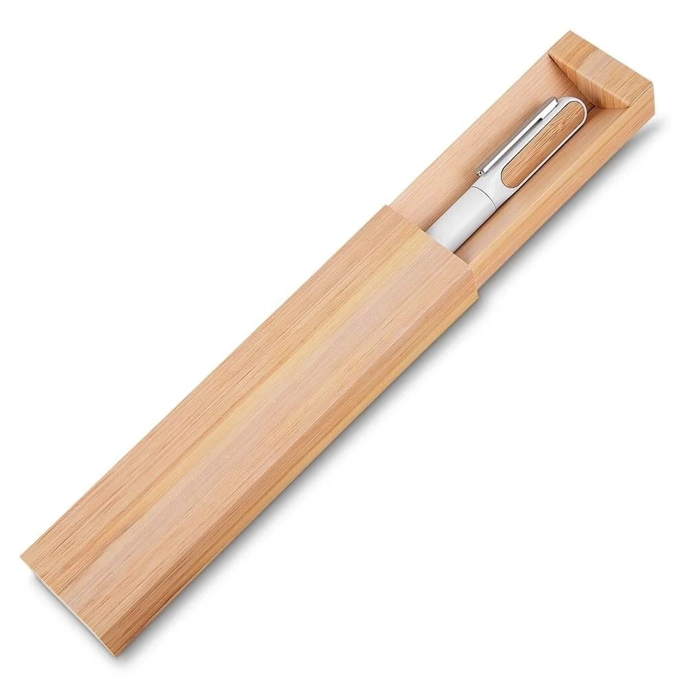 Caneta Metal e Bambu com Estojo