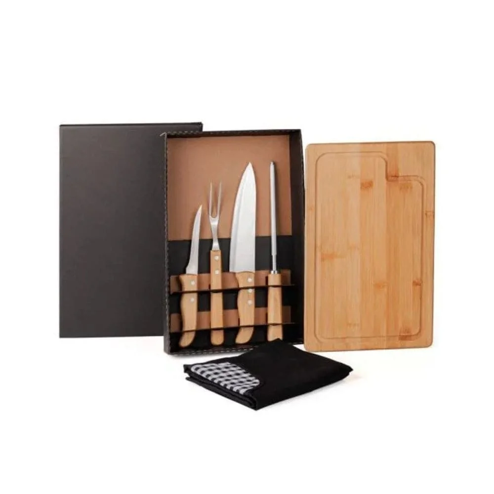 Conjunto Churrasco Bambu com Avental-PSM-ME04823