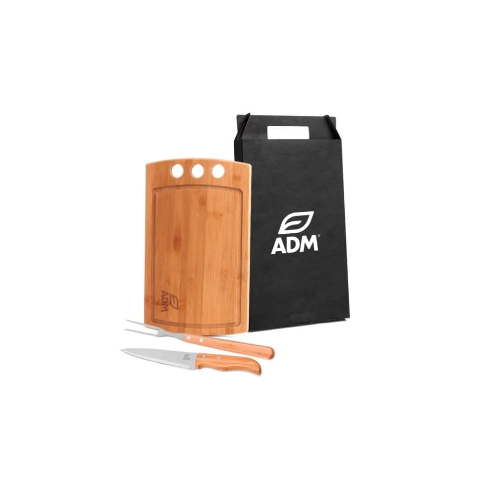 Conjunto Churrasco Bambu e Inox 3 Peças