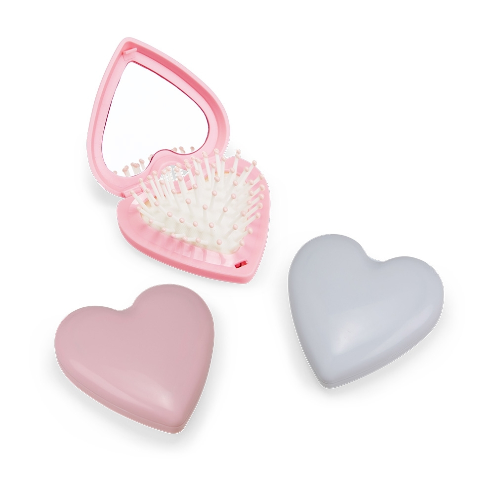 Espelho de Bolsa com Escova Coração