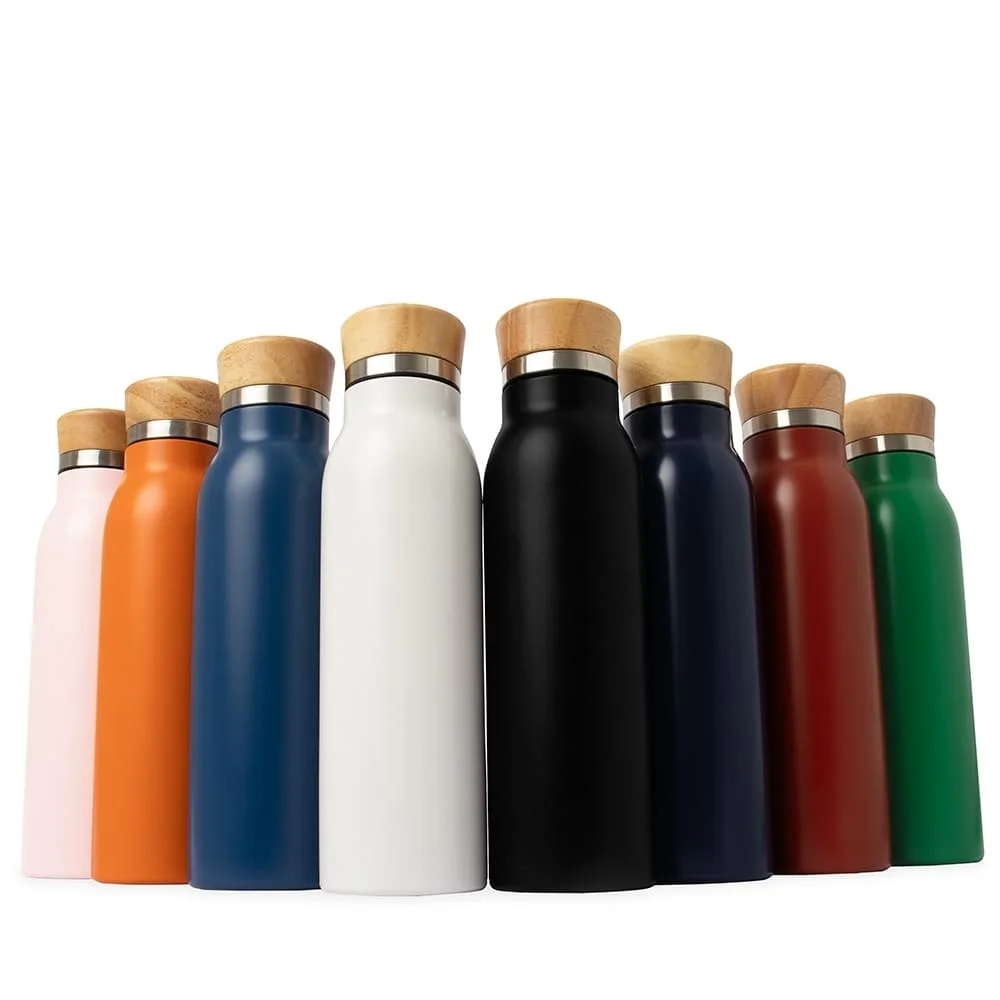 Garrafa Térmica Inox e Bambu 600ml