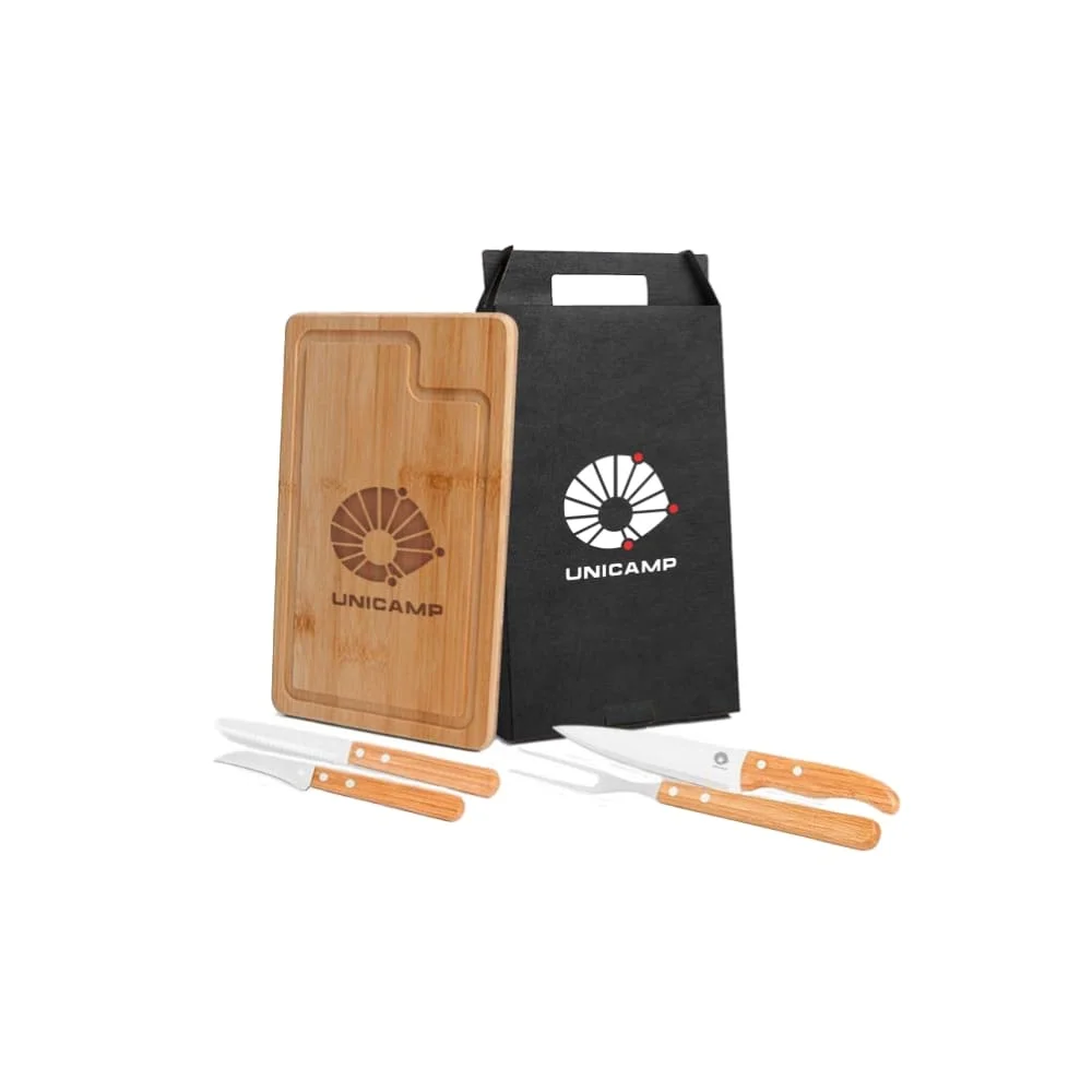 Kit Churrasco Bambu com Tábua e Facas