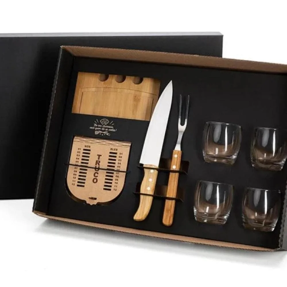 Kit Churrasco, Whisky e Truco 8 Peças