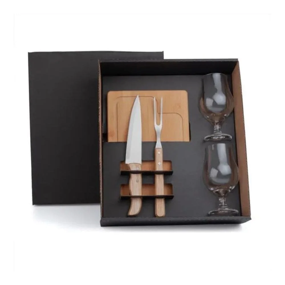 Kit Churrasco com Copos 5 Peças com Logo