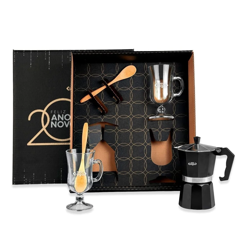 Kit Café com Cafeteira Italiana 5 Peças-PSM-KT90234