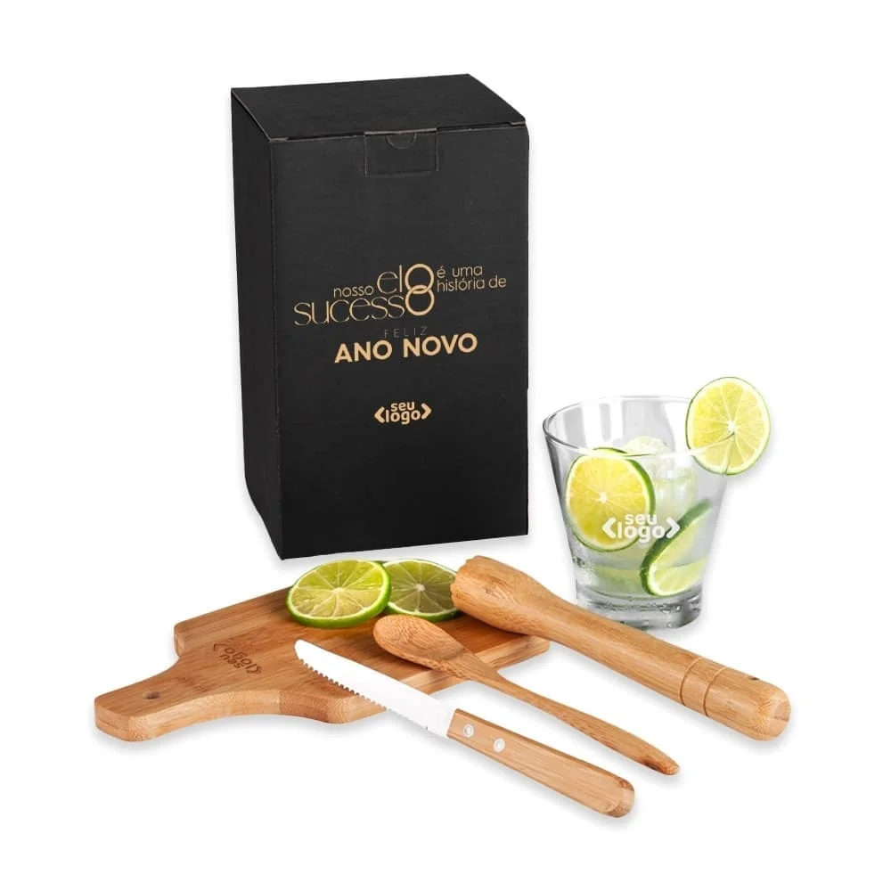 Kit para Caipirinha em Bambu 5 Peças-PSM-KC00263