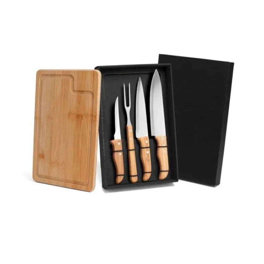 Kit Para Churrasco Bambu e Inox