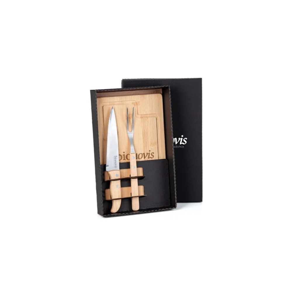 Kit Para Churrasco em Bambu e Madeira