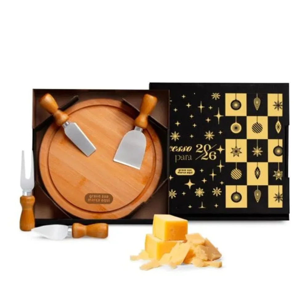 Kit Para Queijo em Bambu, Madeira e Inox 5 Peças-PSM-PD15043