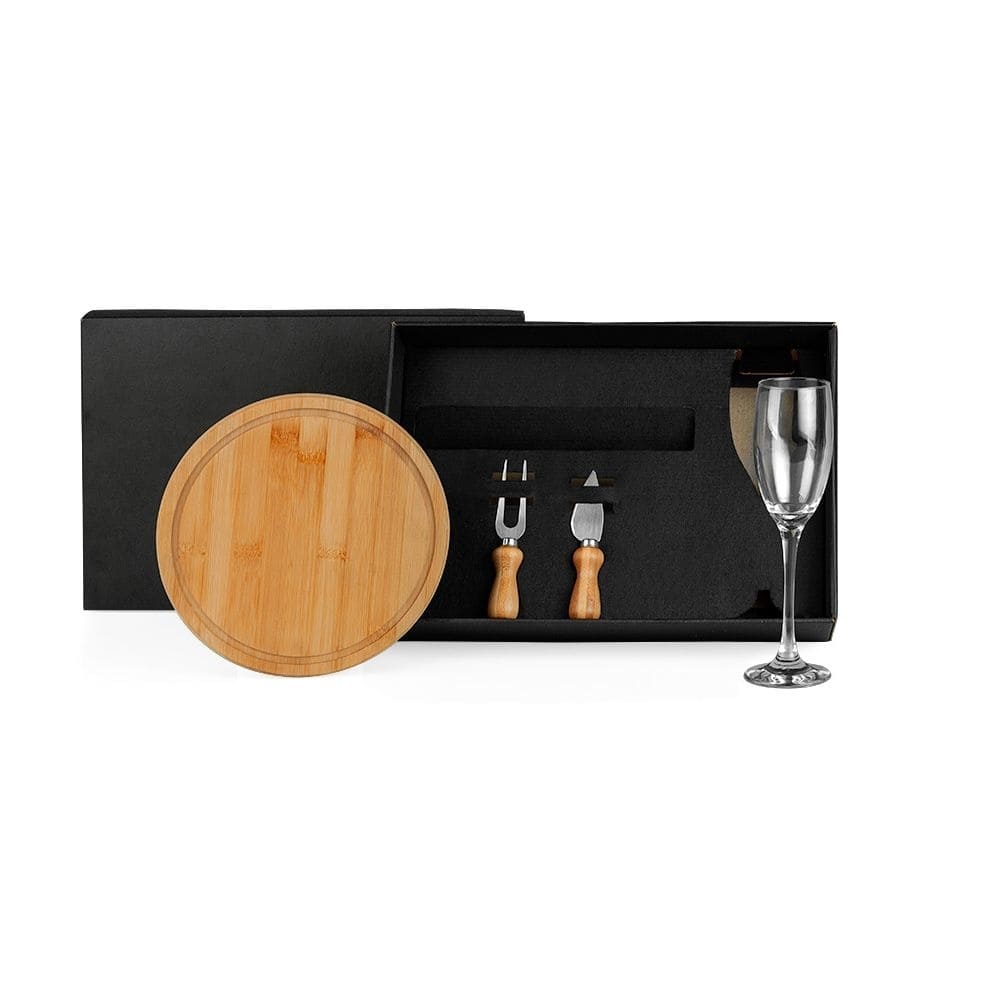 Kit Queijo com Taça Champagne 4 Peças