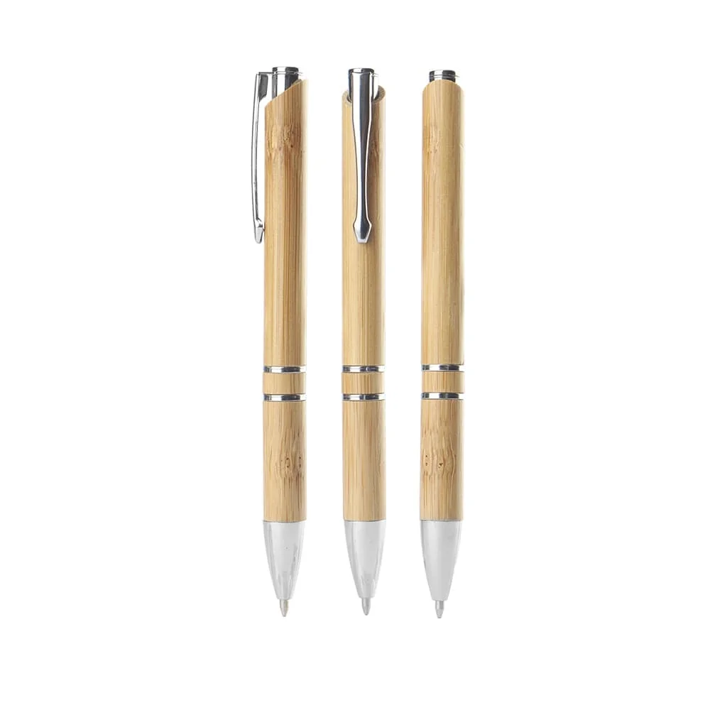 Caneta Bambu com Logo Gravada