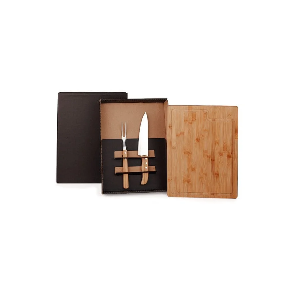 Kit Churrasco Bambu e Inox Personalizado-PSM-ME39093