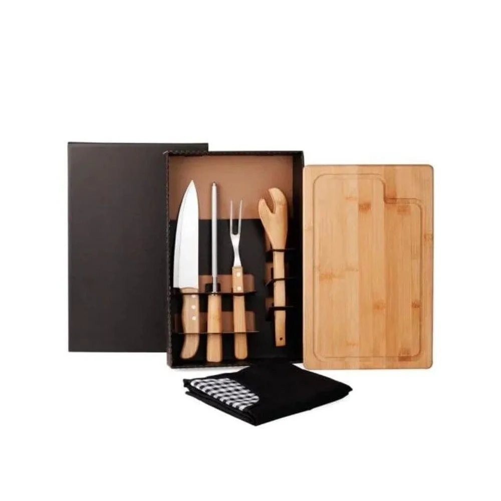 Kit Churrasco Bambu com Avental Sulco-PSM-ME04813